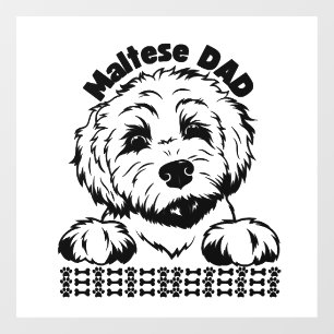 Maltese Dad Black and White Design Maltese Dog Window Cling