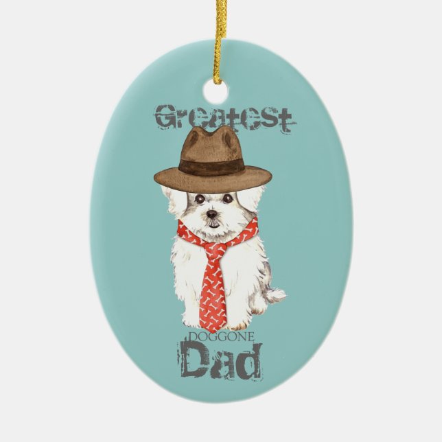 Maltese Dad Ceramic Ornament (Front)