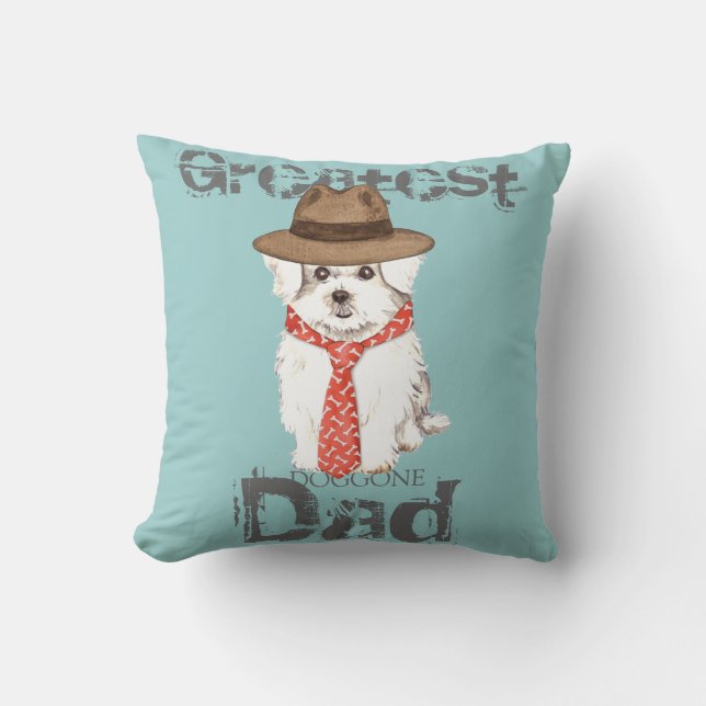 Maltese Dad Throw Pillow (Front)