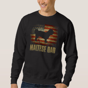 Maltese Dad Vintage American Flag Patriotic Maltes Sweatshirt