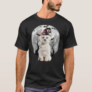 Maltese Dog And Moon Halloween Costume Dog Lover F T-Shirt