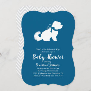 Maltese Dog Baby Shower Blue Boy Invitation