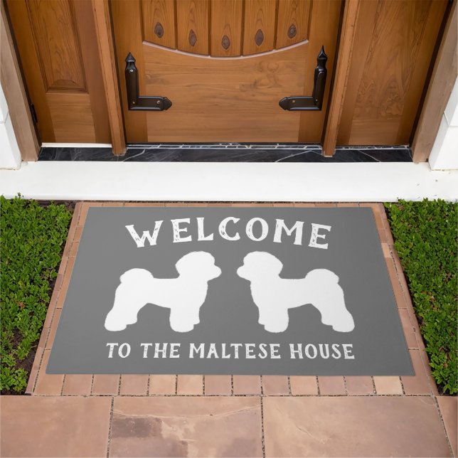 Maltese Dog Breed Silhouettes Custom Doormat (Outdoor)