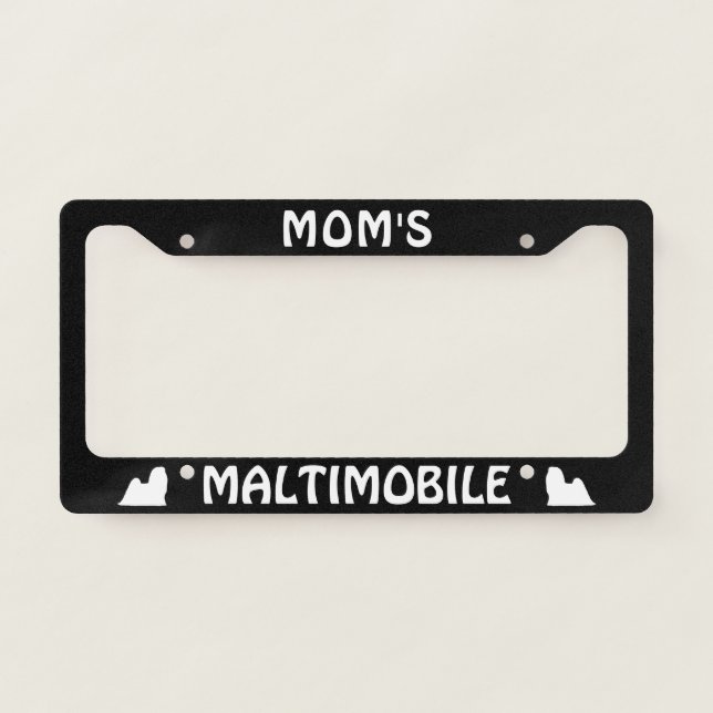 Maltese Dog Breed Silhouettes Maltimobile Custom License Plate Frame (Front)