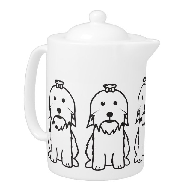 Maltese Dog Cartoon Teapot (Left)