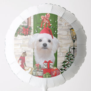 Maltese Dog Christmas Balloon
