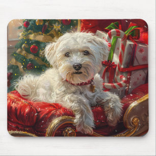 Maltese Dog Christmas Festive Mouse Pad