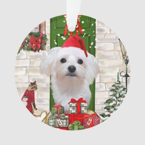 Maltese Dog Christmas  Ornament