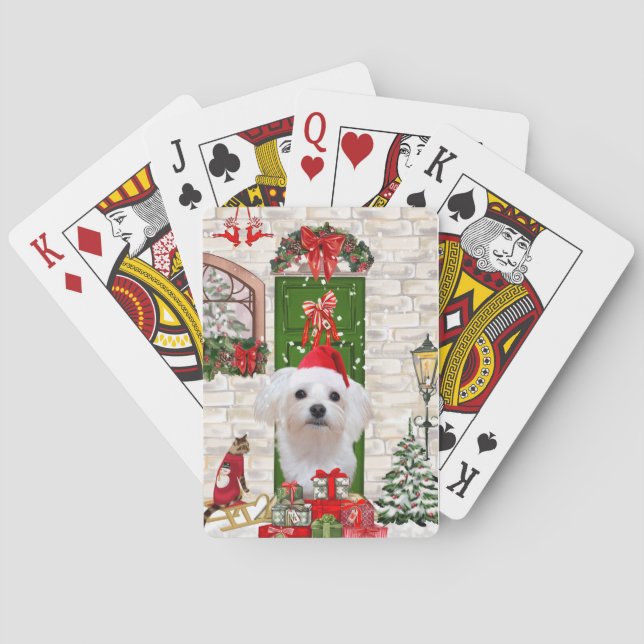 Maltese Dog Christmas  Poker Cards (Back)