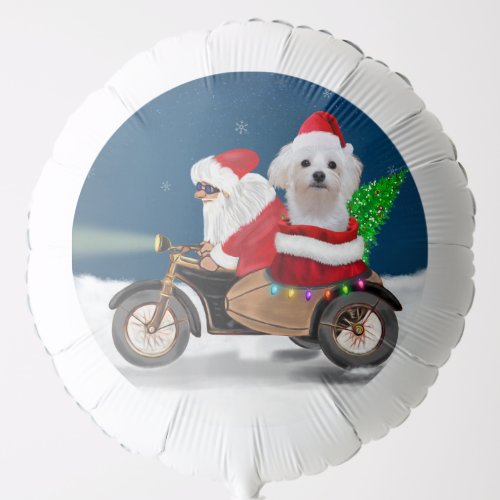 Maltese Dog Christmas Santa Claus  Balloon