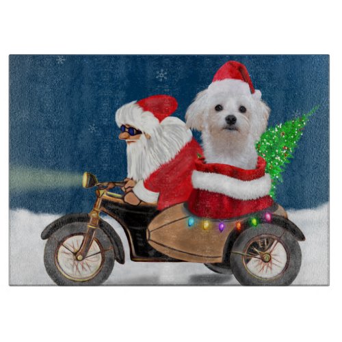 Maltese Dog Christmas Santa Claus  Cutting Board