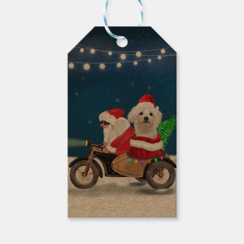 Maltese Dog Christmas Santa Claus  Gift Tags