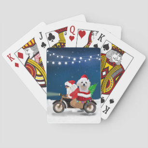Maltese Dog Christmas Santa Claus Poker Cards