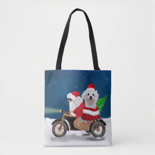 Maltese Dog Christmas Santa Claus  Tote Bag