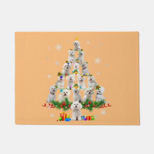 maltese dog christmas tree lights santa xmas dog doormat