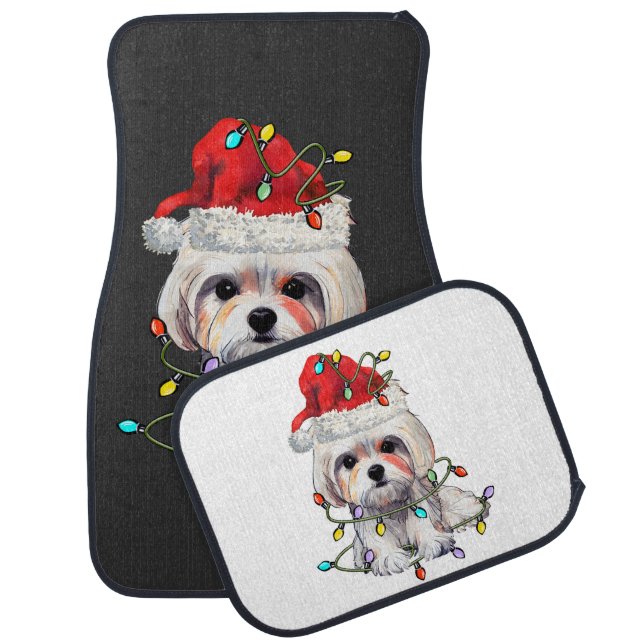 Maltese Dog Christmas, Xmas Maltese Dog  Car Floor Mat (Set)