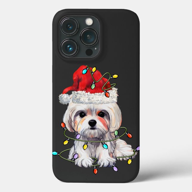 Maltese Dog Christmas, Xmas Maltese Dog Case-Mate iPhone Case (Back)