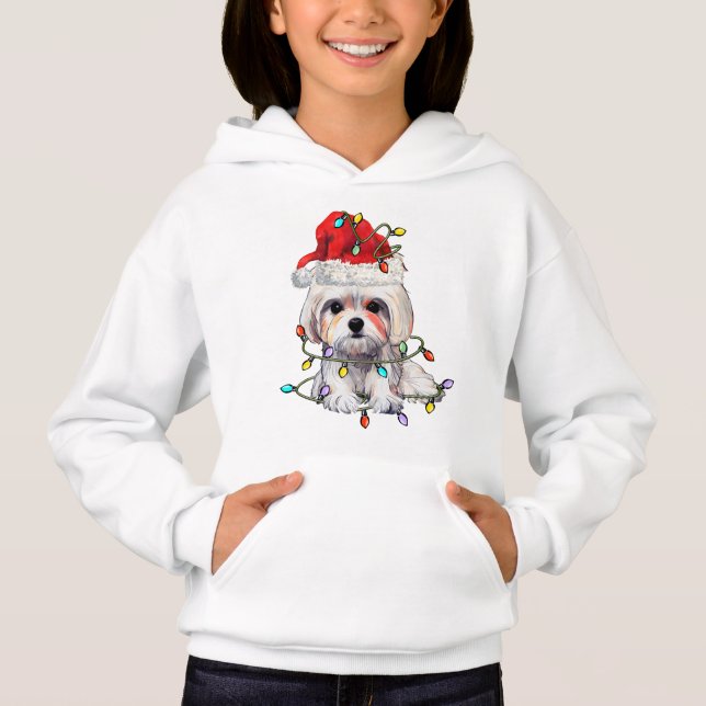 Maltese Dog Christmas, Xmas Maltese Dog Hoodie (Front)