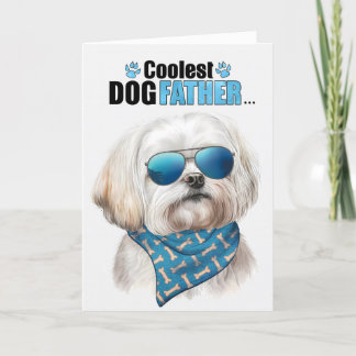 Maltese Dog Coolest Dad Father's Day Holiday Card