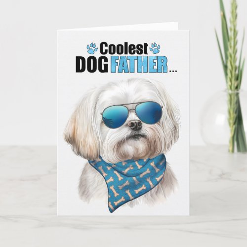 Maltese Dog Coolest Dad Fathers Day Holiday Card