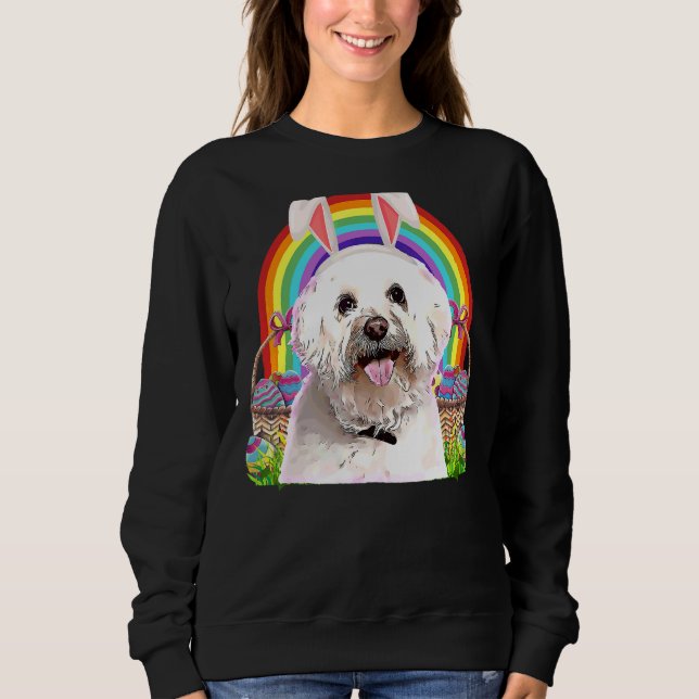 Maltese Dog Easter Bunny Egg Hunt Sweatshirt (Front)