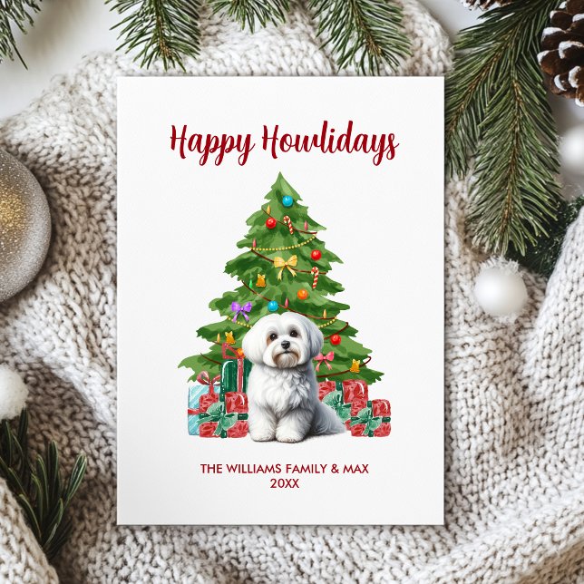 Maltese Dog Family Christmas Holiday Card (Creator Uploaded)