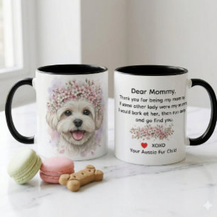 Maltese Dog Flower Crown Watercolor Art Coffee Mug