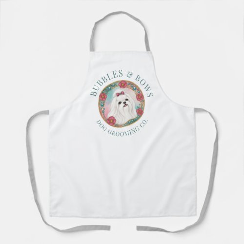Maltese Dog Grooming Apron | Deluxe White