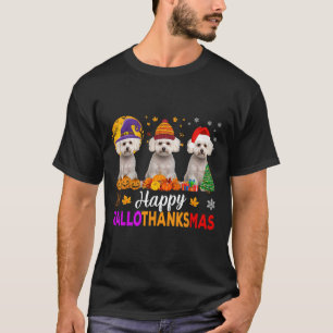 Maltese Dog Halloween Christmas Hallothanksmas 1 T-Shirt