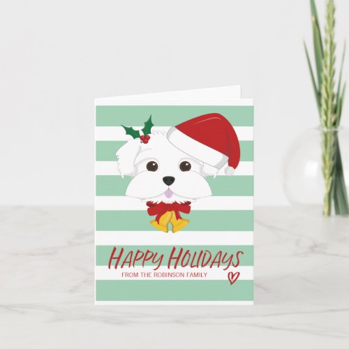 Maltese Dog Happy Holidays Christmas Greeting Card