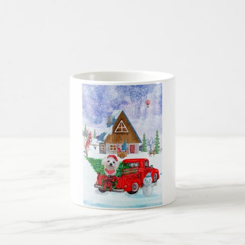 Maltese Dog In Christmas Delivery Truck Snow Coffee Mug