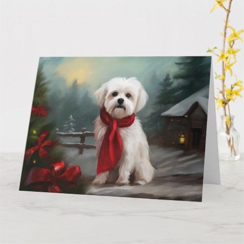 Maltese Dog in Snow Christmas  Card