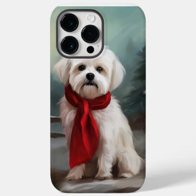 Maltese Dog in Snow Christmas  Case-Mate iPhone 14 Pro Max Case