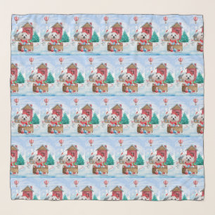Maltese Dog In snow Christmas Dog House Scarf