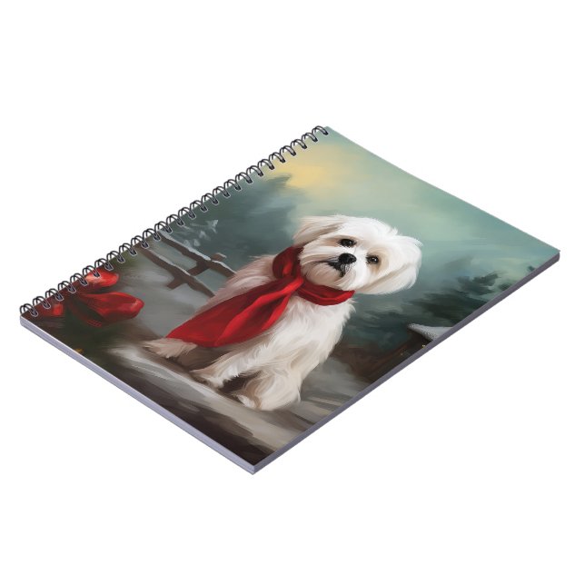 Maltese Dog in Snow Christmas  Notebook (Left Side)