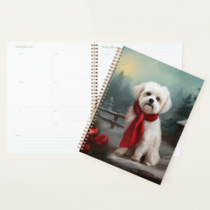 Maltese Dog in Snow Christmas Planner