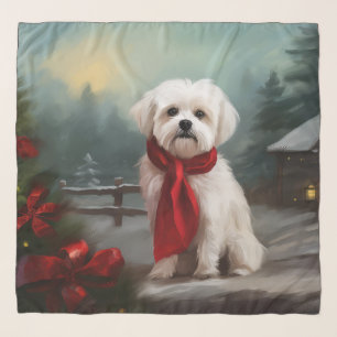Maltese Dog in Snow Christmas  Scarf