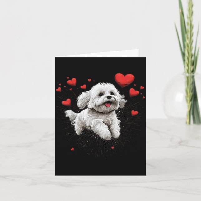 Maltese Dog Love Heart For Valentines Day Maltese  Card (Front)