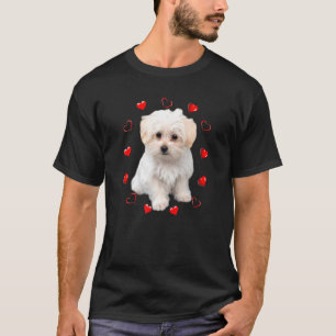 Maltese Dog Love Hearts Puppy Owner T-Shirt