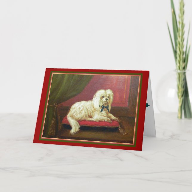 Maltese Dog Lover's Old Fashioned Christmas Card (Front)