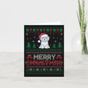 Maltese Dog Lovers Santa Hat Christmas Tree Lights Card