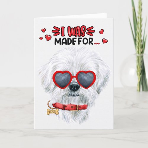 Maltese Dog Made for Loving You Valentine Holiday Card