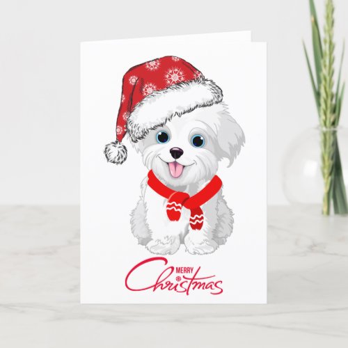 Maltese Dog Merry Christmas Folded Holiday Card