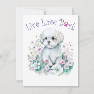 Maltese Dog Mom Floral Note Card