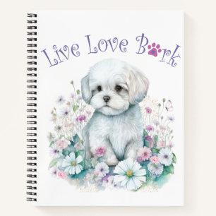 Maltese Dog Mom Floral Notebook