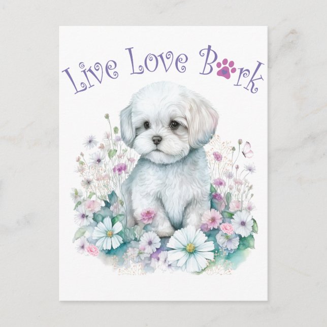 Maltese Dog Mom Floral Postcard (Front)
