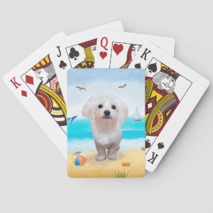 Maltese Dog on Beach Poker Cards