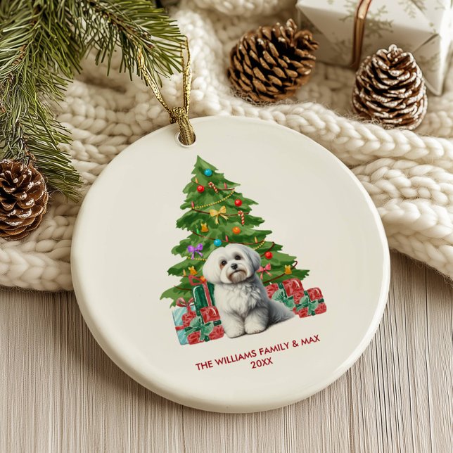 Maltese Dog Personalized Christmas Ceramic Ornament (Creator Uploaded)