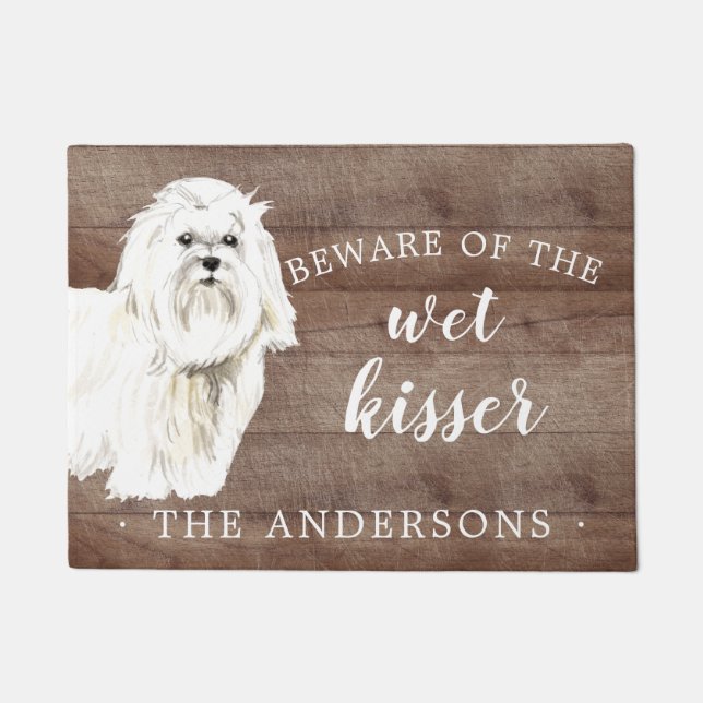 Maltese Dog Personalized Door Mat (Front)