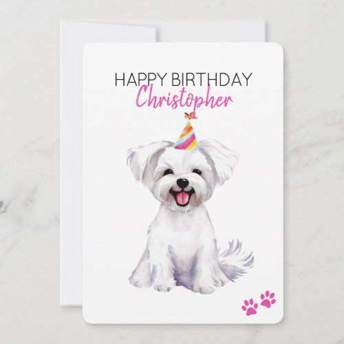 Maltese Dog Personalized Happy Birthday Card